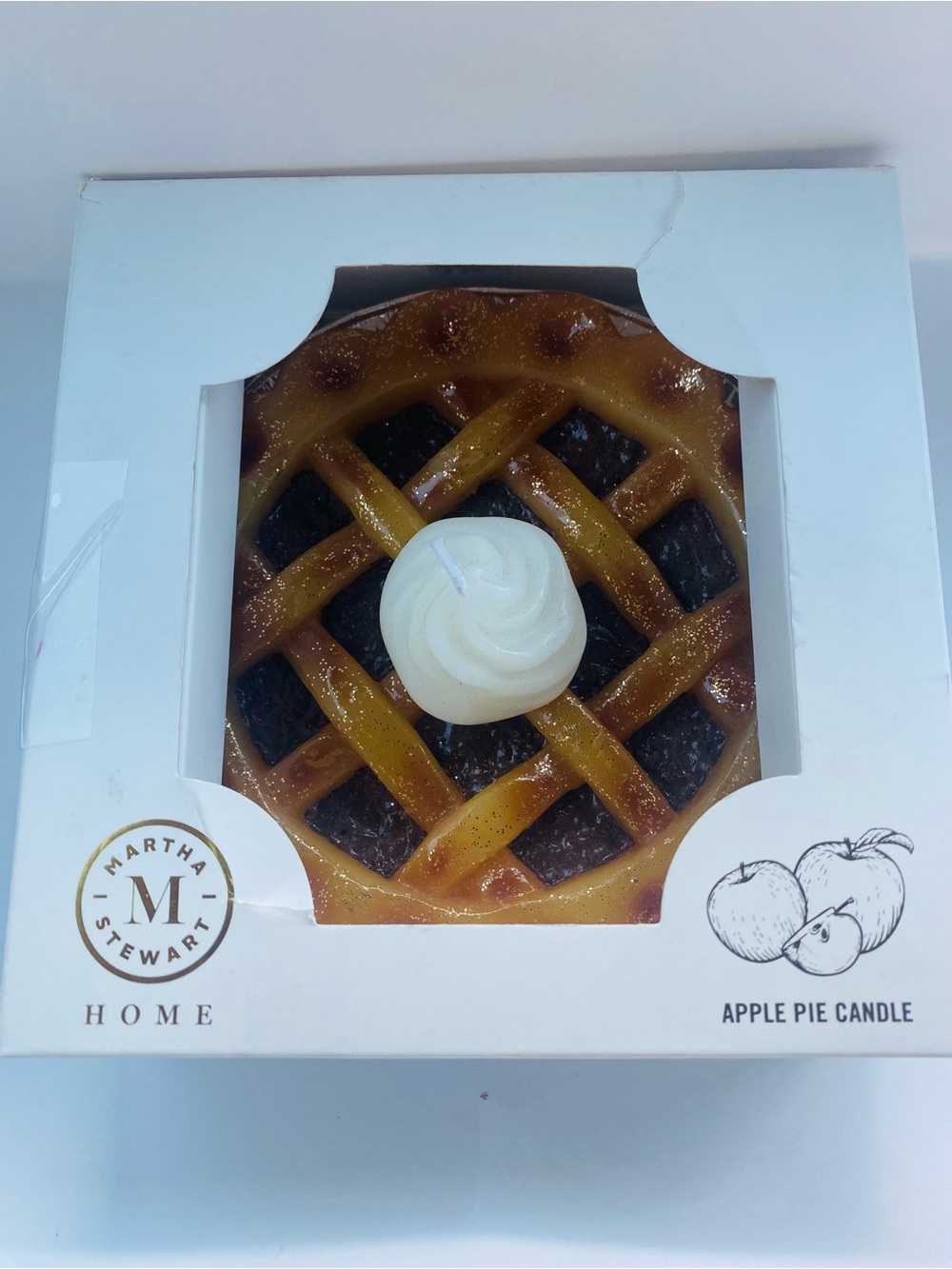 Martha Stewart Home Apple Cinnamon Pie lattice scented Candle 5" New Open Box